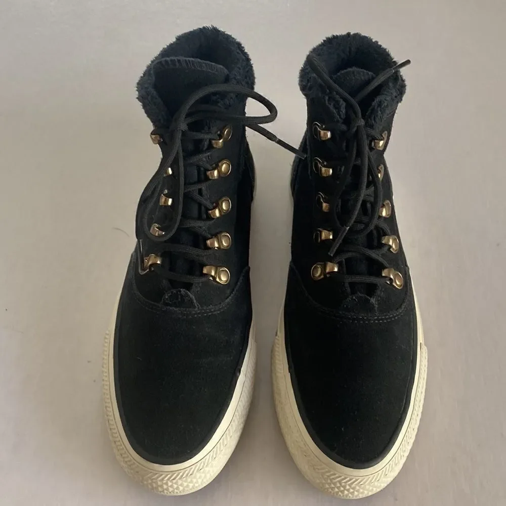 CONVERSE All Star Women’s Black Suede Leather Hi Tops Size 7